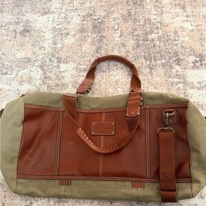 Tommy BAHAMA Duffle bag leather/canvas Stylish Brown and Tan Men's Bag NWoT